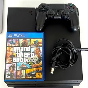 PlayStation 4 with cables 1 controller and GTA V